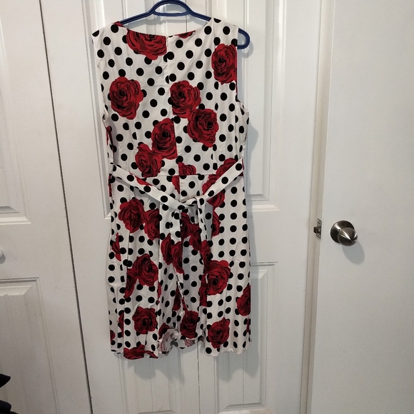 NWOT rose polka dot swing fit/flair dress - Picture 3 of 3